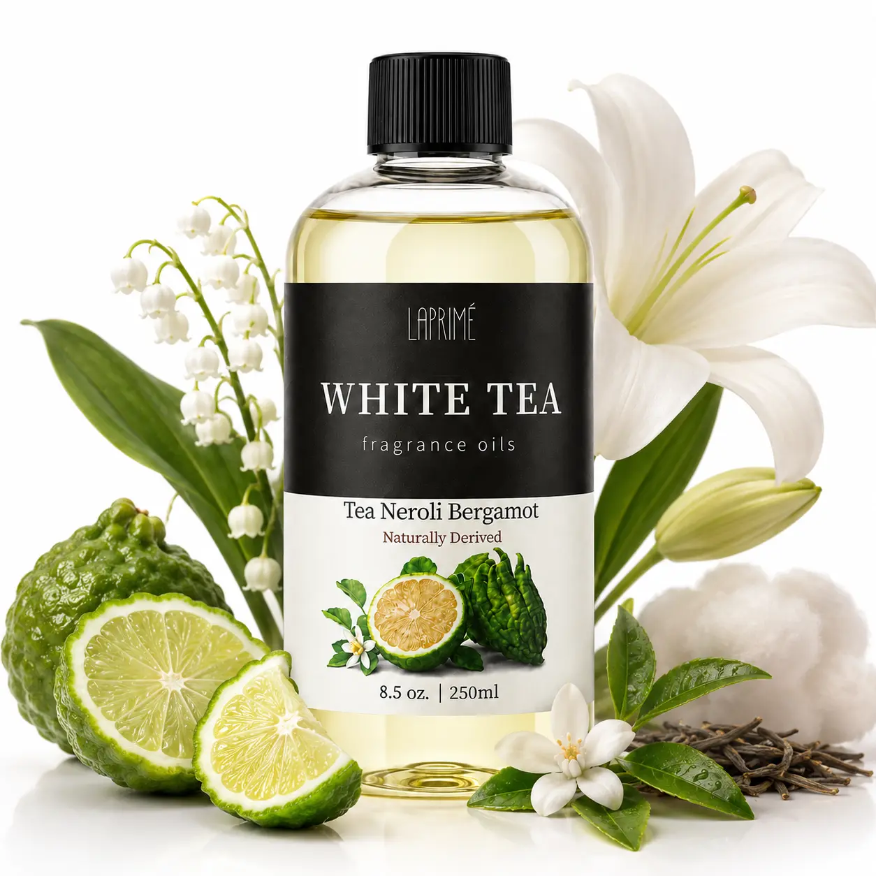 LAPRIMÉ Luxury Hotel Diffuser Oil Refill Inspired by Ritz Carl-ton  - 120ml 4.1 fl. oz Natural Aromatherapy Essential Oil Blend - White Tea, Neroli & Bergamot Scent - Works Great With Ultrasonic & Waterless Diffusers, Long-Lasting Pleasant Aroma