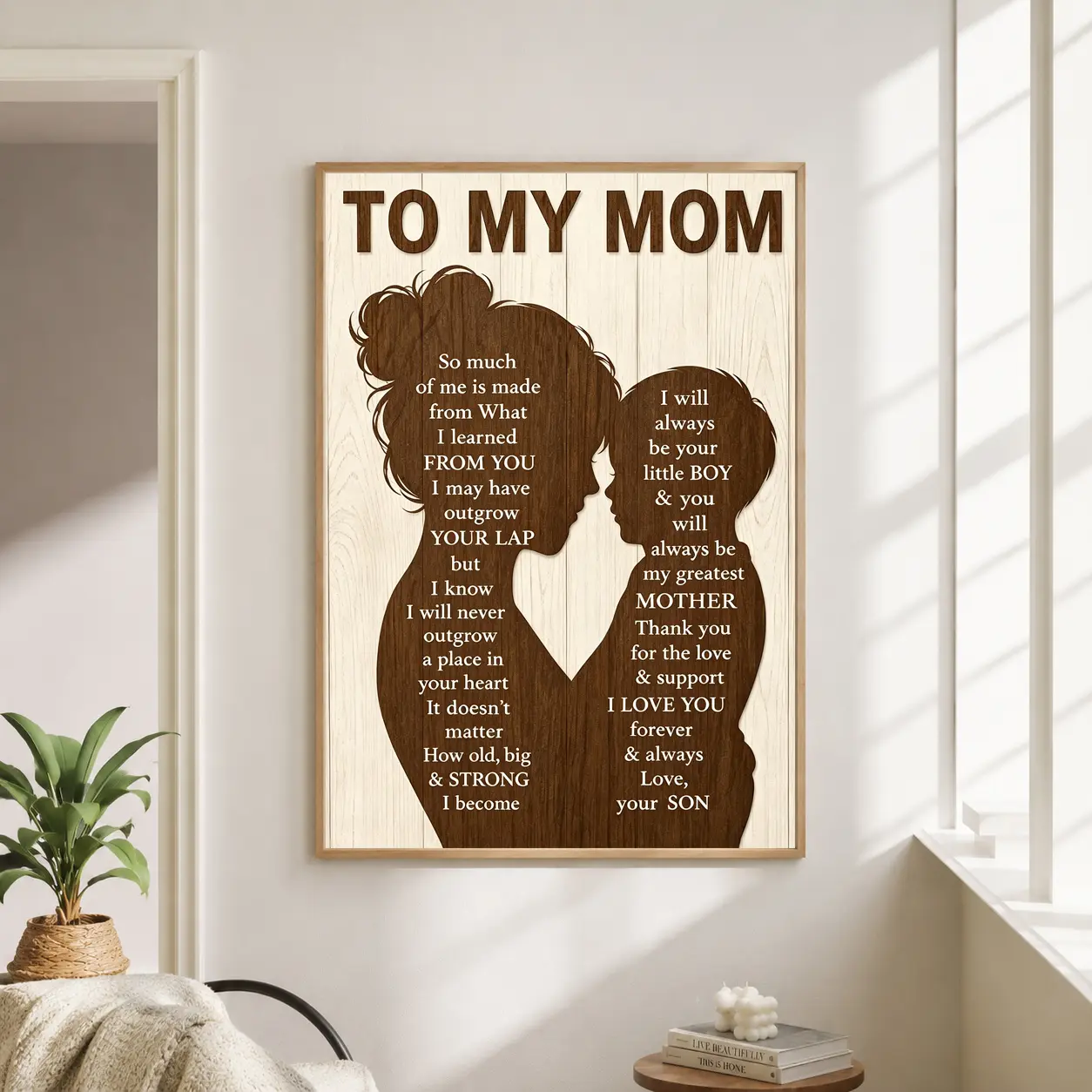 Canvas Wall Art Painting To My Mom Mothers Day  Vintage Home Wall Decor Signs Birthday Gift For Mom From Son For Kitchen Rustic