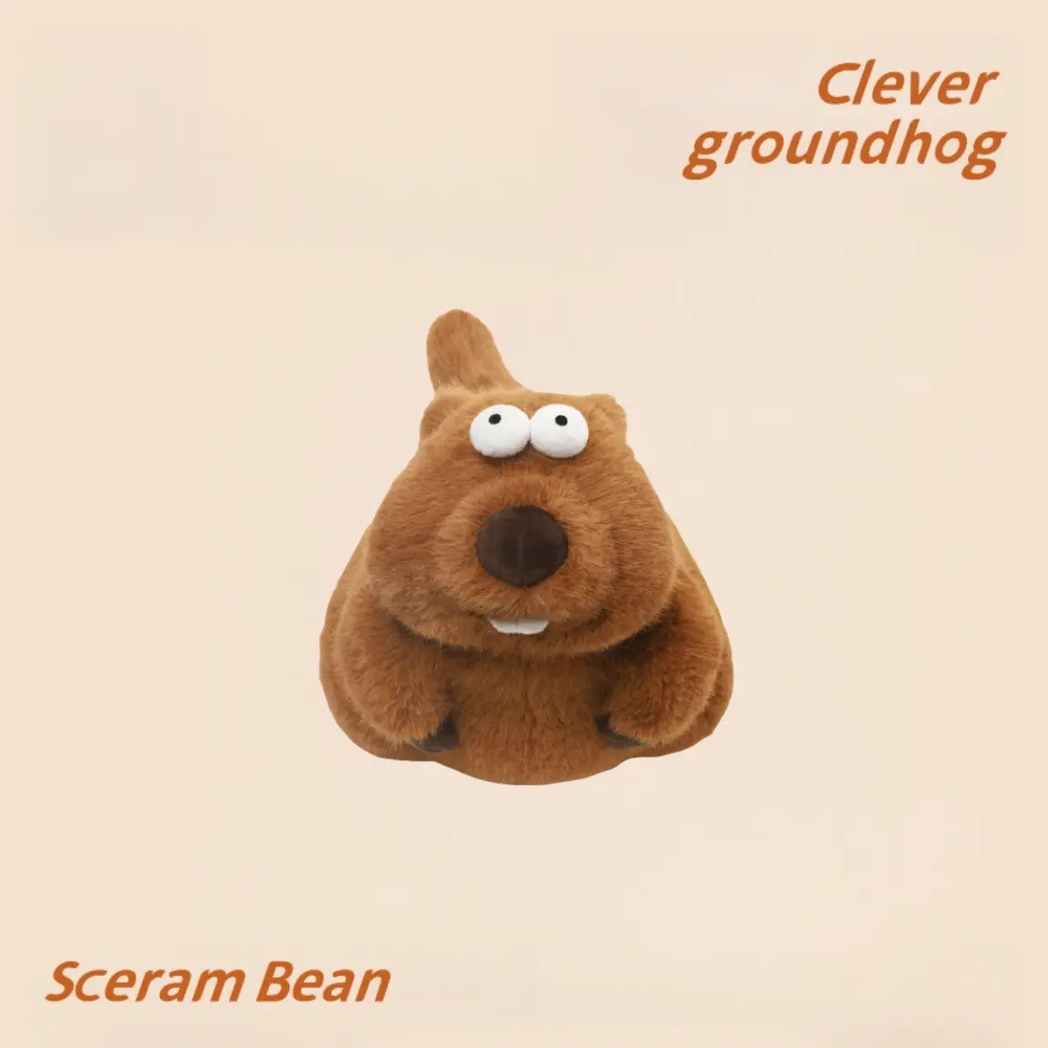 Sceram Bean Clever Groundhog Toy 11.5-inch Soft Stuffed Animal with Cute Expression Great for Surprise Gifts Plush Dinosaur