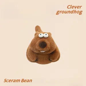 Sceram Bean Clever Groundhog Toy 11.5-inch Soft Stuffed Animal with Cute Expression Great for Surprise Gifts Plush Dinosaur