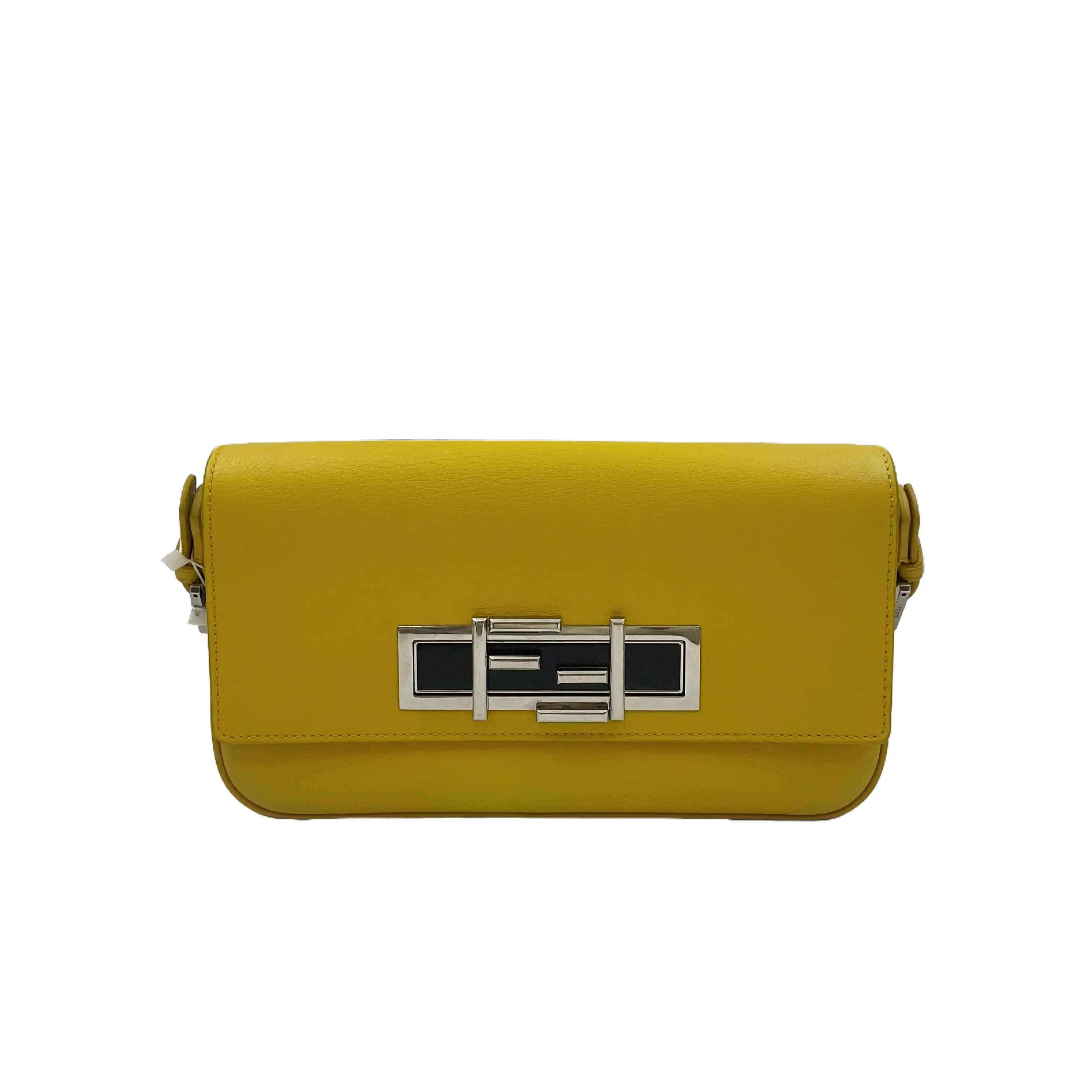 Pre-owned FENDI france Shoulder Bags Baguette 3Baguette Series Medium Yellow Double F Buckle Baguette Bag hz45897