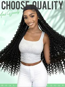 Easy Wear Laceless Wig, Synthetic Fiber, Bohemian Braid Magic Tape, Simple Pairing with Hats and Scarves, Suitable for Beginners