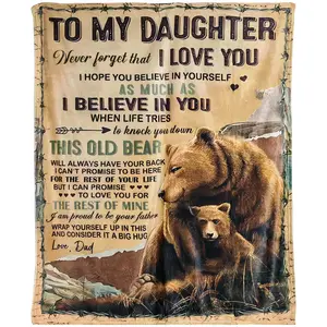 Blanket for My Daughter, Gifts for Daughter from Dad, Bear-themed Blanket for Daughter, Birthday Gifts for Daughter, Gifts for Adult Daughter