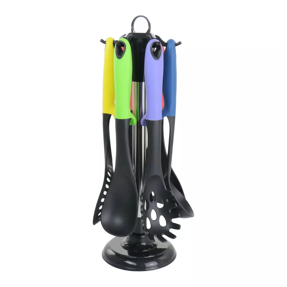 Megachef MGNP-800 7-Piece Assorted Color Kitchen Nylon Cooking Utensils Set with Handles, Assorted Colors, Nylon Handle