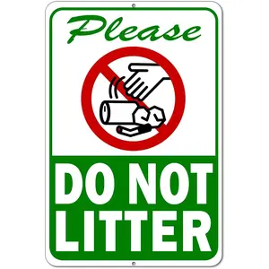 Please Do Not Litter Sign - 8 x 12 Aluminum No Littering Sign Outdoor - Stay Off Grass Signs for Yard - No Trash Sign