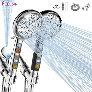 FEELSO Filtered Shower Head with Handheld - 7 Spray Modes, Hard Water Filter Removes Chlorine, Prevents Dry Itchy Skin
