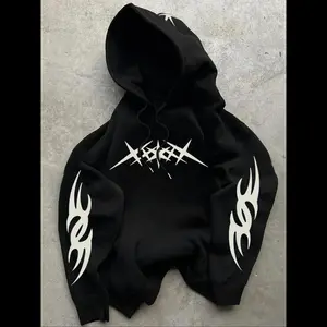 Men's Star Print Drop Shoulder Hoodie, Fashion Casual Regular Fit Drawstring Hooded Sweatshirt for Daily Holiday Outdoor Wear, Men Clothes for Fall & Winter