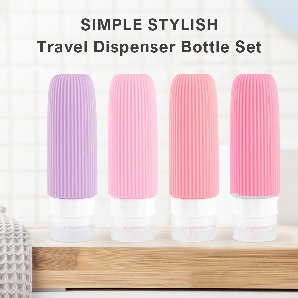 4-Pack 3oz Refillable Silicone Travel Storage Bottles - Leak-Proof, Portable, TSA-Approved Liquid Containers for Shampoo, Conditioner, Toiletries - Multi-Pack Home Supplies Organizer for Travel, Gym