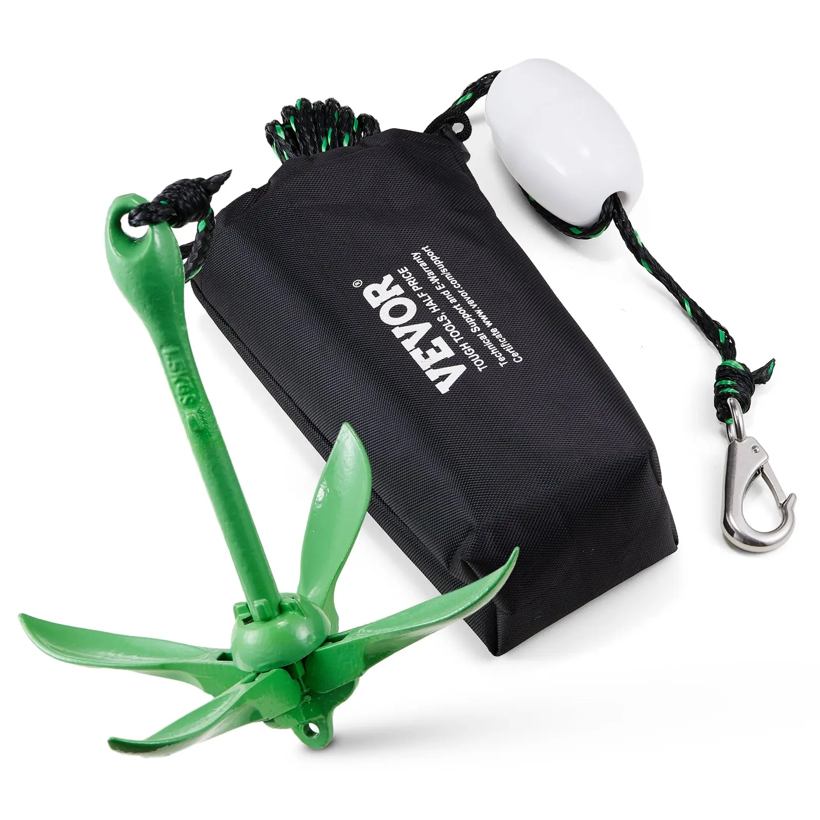 【Summerfinds】VEVOR Kayak Anchor Kit, 3.5 lb Paddle Board Anchor Kit with 26.2 ft/8 m Rope and Buoy, Folding Small Boat Anchor with Storage Bag and Snap Hook, Kayak Accessories for Kayaks, Small Boats, Canoes