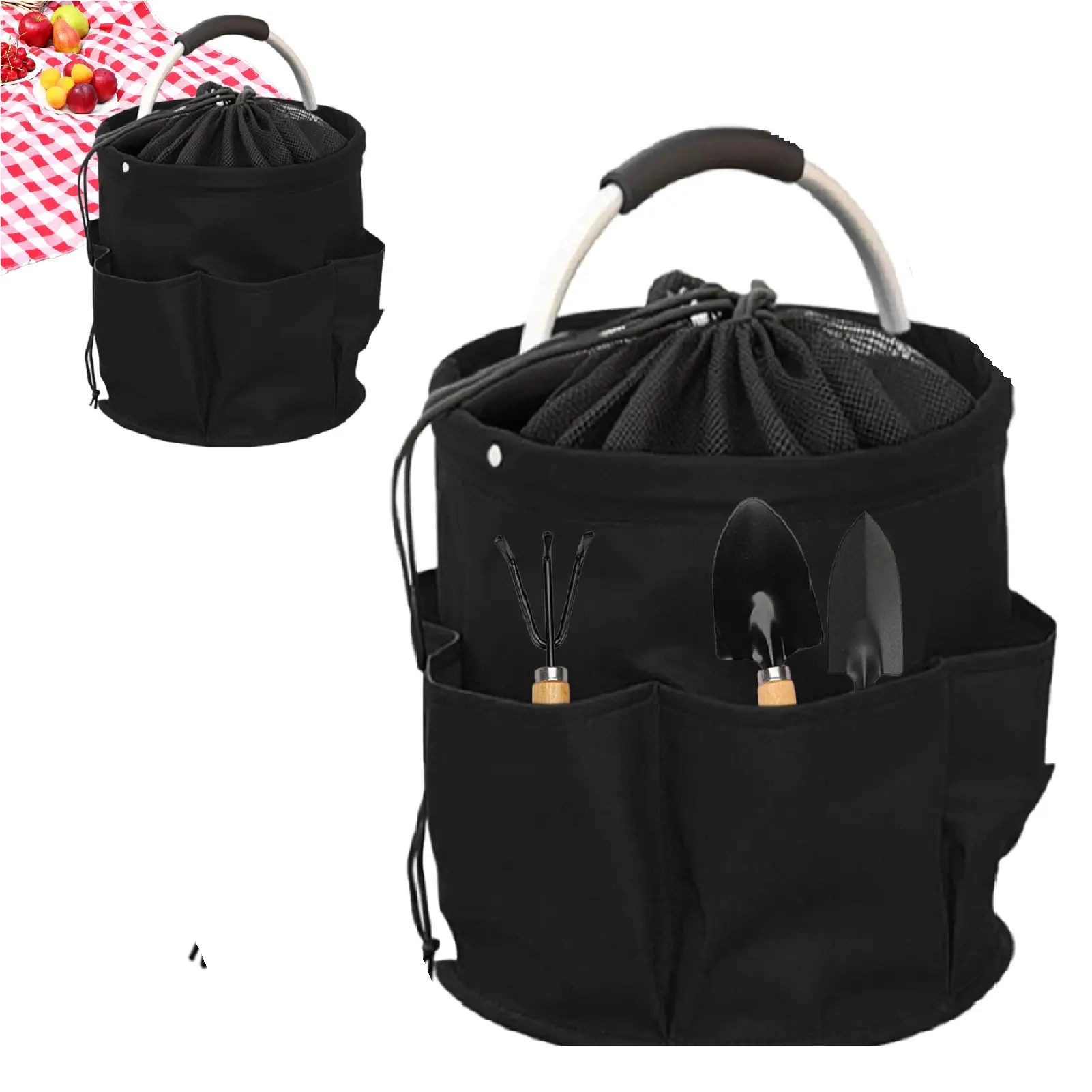 Cleaning Caddy with Handle,Foldable Storage Basket,Cleaning Supplies Organizer,Portable Multi-function Cleaning Bucket Bag for Camping Gardening,Cleaning Supply Caddy for Home Hotel