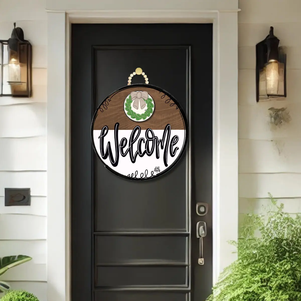 DK Classic Stain Welcome Door Hanger w / Room for a Mini