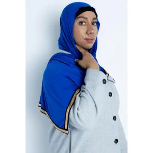 Gold Trim Jersey Hijab - Royal Blue