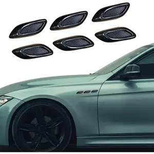 6 count   Fender Trim Decorative Intake Universal Auto Air Flow Bumper Side Vent Decal Scoop Hood Spolier Door Carbon Fiber ABS Chrome  Exterior Glossy Black Sticker for