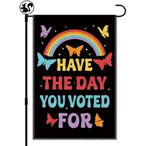 Have The Day You Voted Garden flag 12x18in Double Sided Farmhouse Lawn Decor Flags, Resist Hate, Liberal Leftist Feminist Activist Gifts, Funny Butterflies