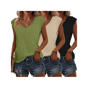 3pcs Women's Casual V-Neck Short Sleeve T-Shirts - Lightweight Summer Tops in Pink, Blue, Grey |   Breathable Solid Color Tees for Casual Attire,   Womenswear Tshirt Streetwear Basic Fitted Minimalist Sleeveless Vneck White+Gray+Black