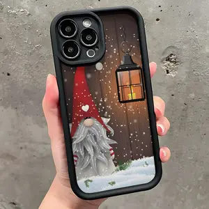 Creative Christmas Elf Snow Scene Tpu Anti-Drop Phone Case, Soft Cover for iPhone 11/12/13/14 Pro Max/15 Pro/16 Plus