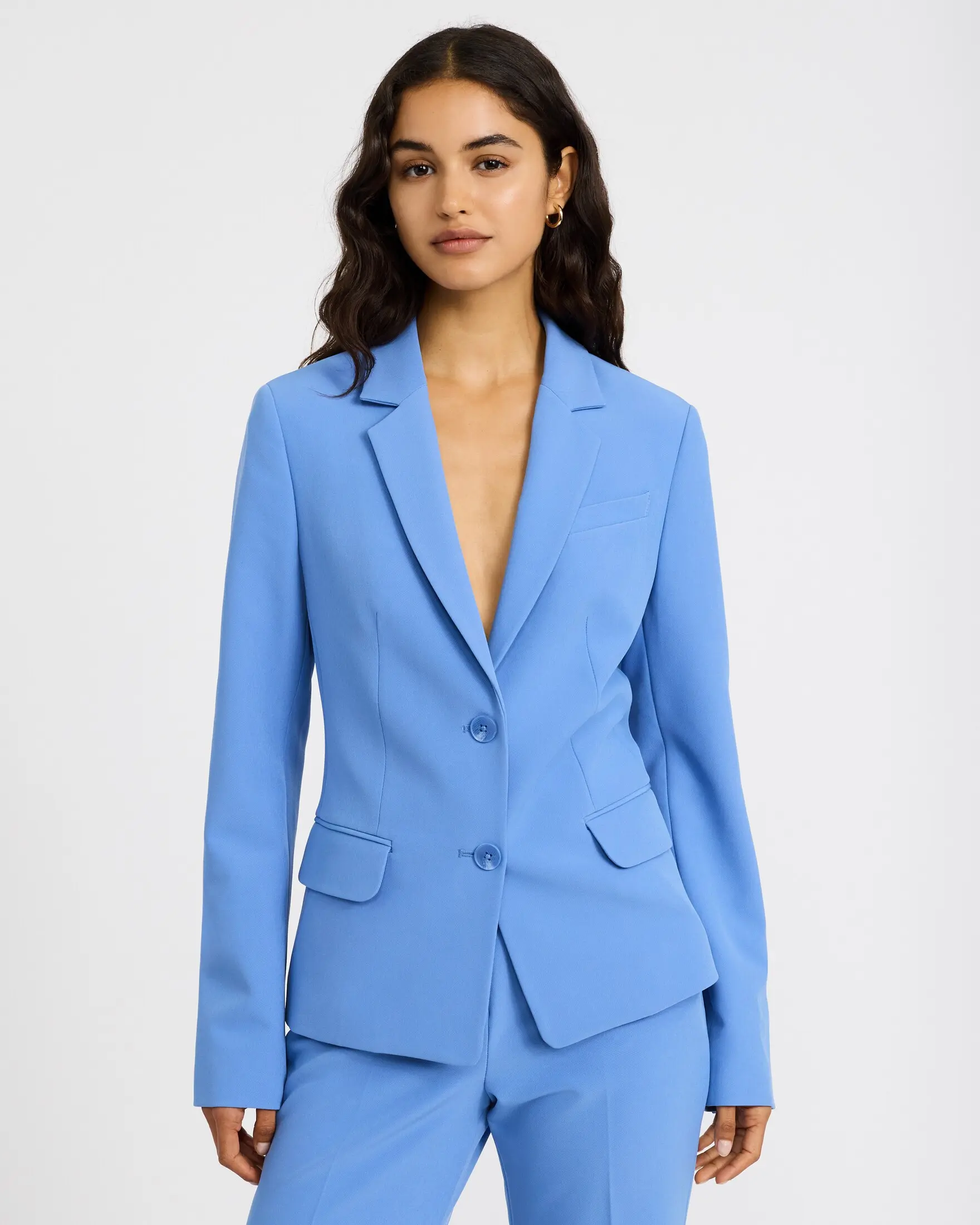 Express Editor Signature Stretch Fitted Two Button Blazer
