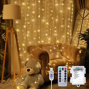 Curtain Tapestry Backdrop String Lights Each 13 Strings 6.6 x 5 ft Tapestry Fairy String Light 8 Modes Window Wall Hanging Light Strings for Bedroom Christmas Curtain Decor 1 Pack