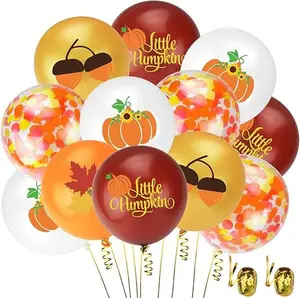 50pc Pumpkin Balloons, Pumpkin Party Decor, Maple Leaf Fall Balloons Thanksgiving Balloons Decor for Pumpkin Baby Shower Birthday Fall Party Decor