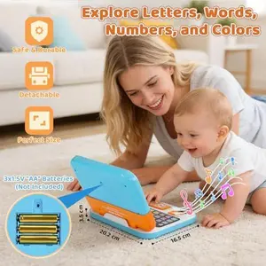 Children's educational tablet laptop toys, bilingual early education enlightenment learning machine, multi-functional simulated mobile phone baby coaxing artifact 0-3 years old immersive touch development toy