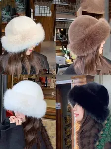 Women's New Winter Furry, European/korean Style Warm Cap, Stylish Plain Design, Perfect for Fall/winter Seasons, Casual Trendy Hat