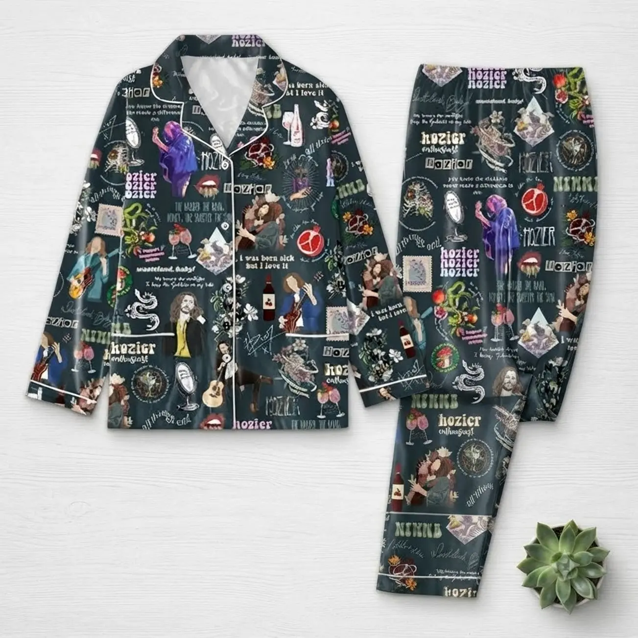 Hozier Music Collage Print Matching Pajamas Set