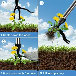 Multifunctional Portable Weed Puller, No Bending Three-Section Standing Manual Weeder, Garden Root Removal Tool, Gardening Weed Remover