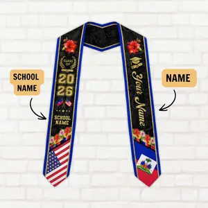Customized Haitians American Flag Graduation Sash, 2026Haiti Graduation Stole, Graduation Gifts