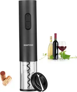 Electric Wine Bottle Opener, Wine Opener Corkscrew Key Set with Foil Cutter,Automatic Reusable Easy Carry Black Wine Opener Gift for Waiter Women in Home Kitchen Party Bar Outdoor Ramtonx
