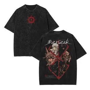Berserk GUTS x GRIFFITH Heavy Art Anime Print T Shirt Cotton High Quality Soft Tee-shirt Mens Graphic Tshirt Tees berserk v2 Top Streetwear Tropical