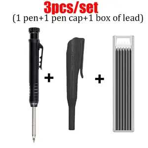 Set of 3 Mechanical Pencils 2.8mm Art Drafting Pencils Woodworking Auto Pencils with Caps and Leads, Durable Marking Writing Tools for Carpentry Construction Use