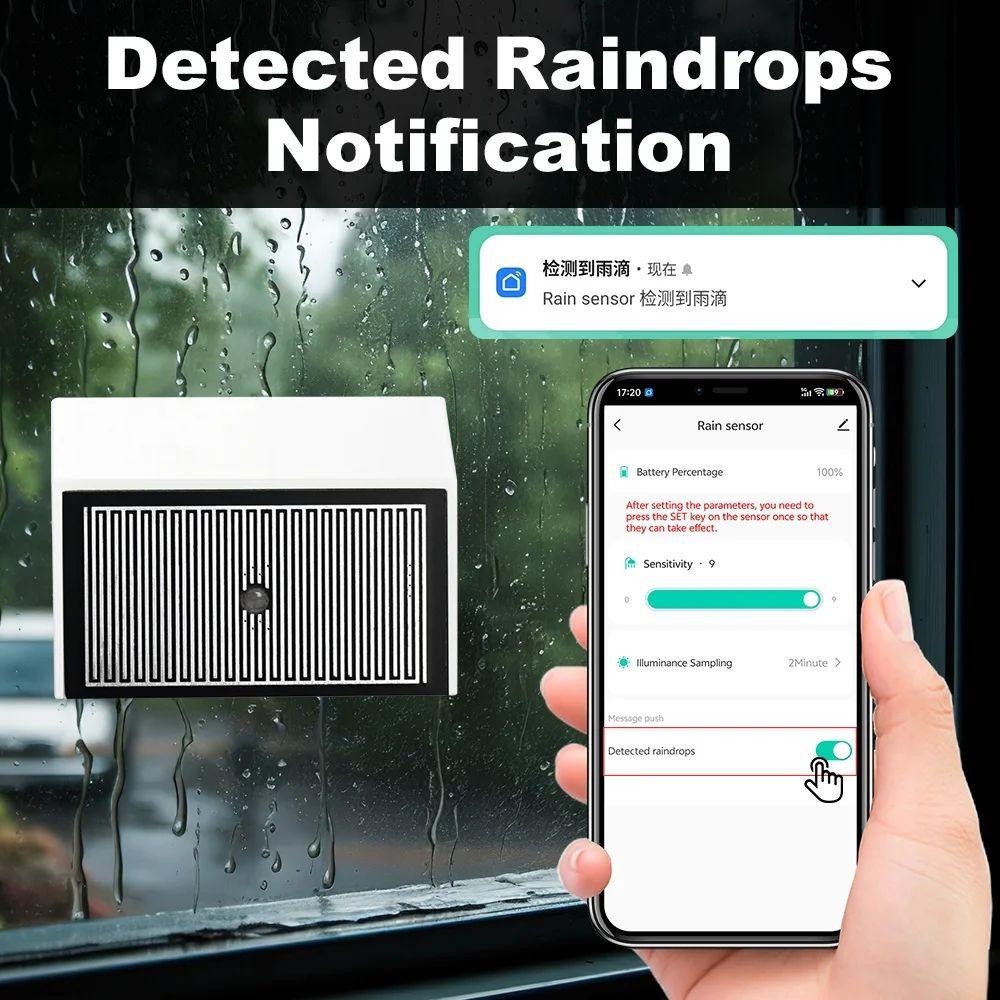 2 in 1 Tuya Zigbee Rain Sensor with Light Detector IPX4 Outdoor Waterproof Rain Detector work with Smart Life Home Assistant Z2M