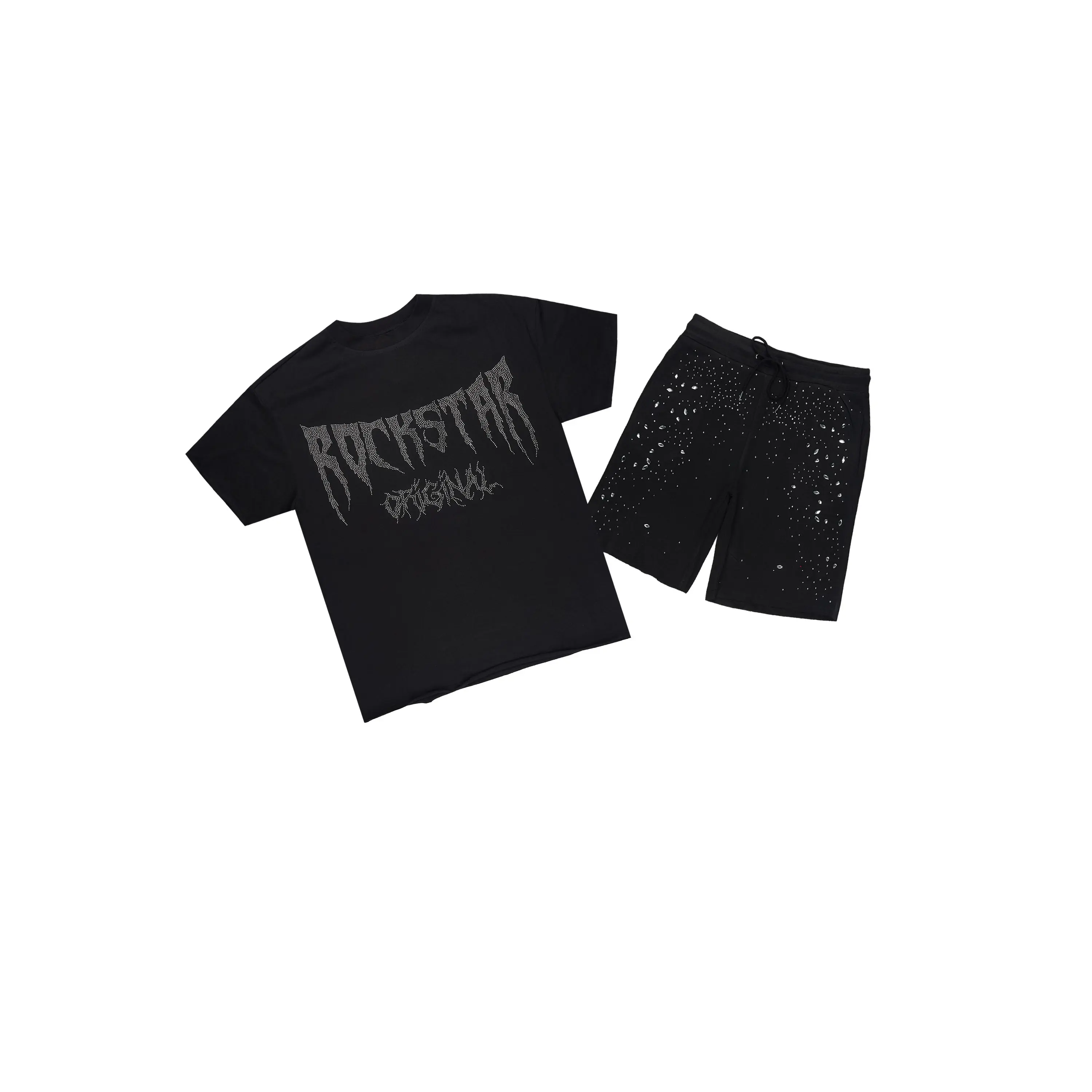 Twinkle Black Rhinestone T-Shirt/Short Set