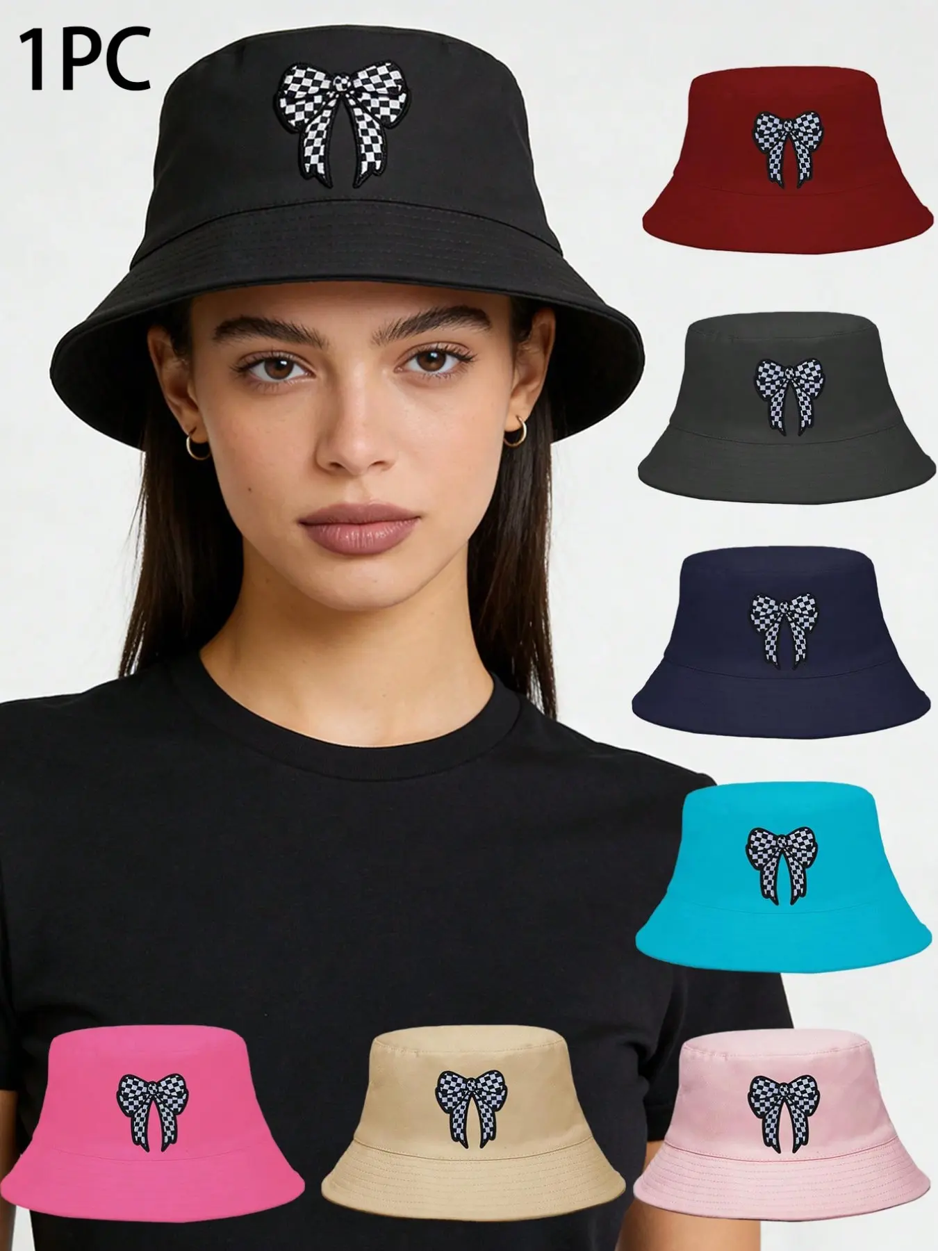 Ins Style Minimalist Embroidered Bucket Hat For Students School Class Campus All-Match Face Slimming Hat