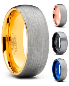 Men's Tungsten Carbide Wedding Band Ring Dome Brushed Comfort-Fit 8MM