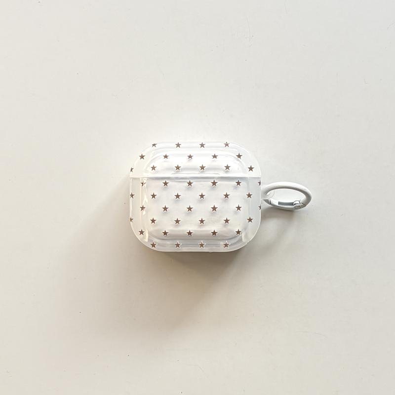 Simple Full Screen Five-Pointed Star Patterns with Ring Tetragonum Transparent Red White  Protective Earphone Case Suitable for AirPods Pro3 Pro2 1 2 3 4 Pro