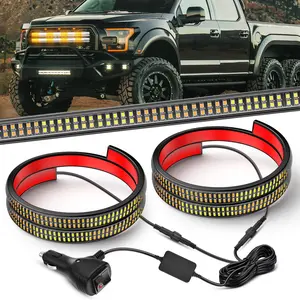 Nilight 2PCS 24 inch Truck Grille Strobe Lights Strip 384 LED Light Amber White Flexible Side Flashing Working Safety Waterproof Lighting Kit for Trucks Tow Plow Construction Vehicle