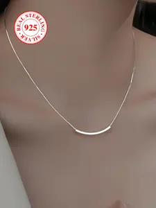 S925 Sterling Silver Women's Elegant Minimalist Chain Necklace, Exquisite Trendy Necklace, Minimalist Pendant Necklace, Dainty Necklace, Daily Wear Necklace, Chic Gorgeous Jewelry As Gift for Girlfriend