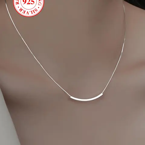 S925 Sterling Silver Women's Elegant Minimalist Chain Necklace, Exquisite Trendy Necklace, Minimalist Pendant Necklace, Dainty Necklace, Daily Wear Necklace, Chic Gorgeous Jewelry As Gift for Girlfriend, Minimalist Necklaces