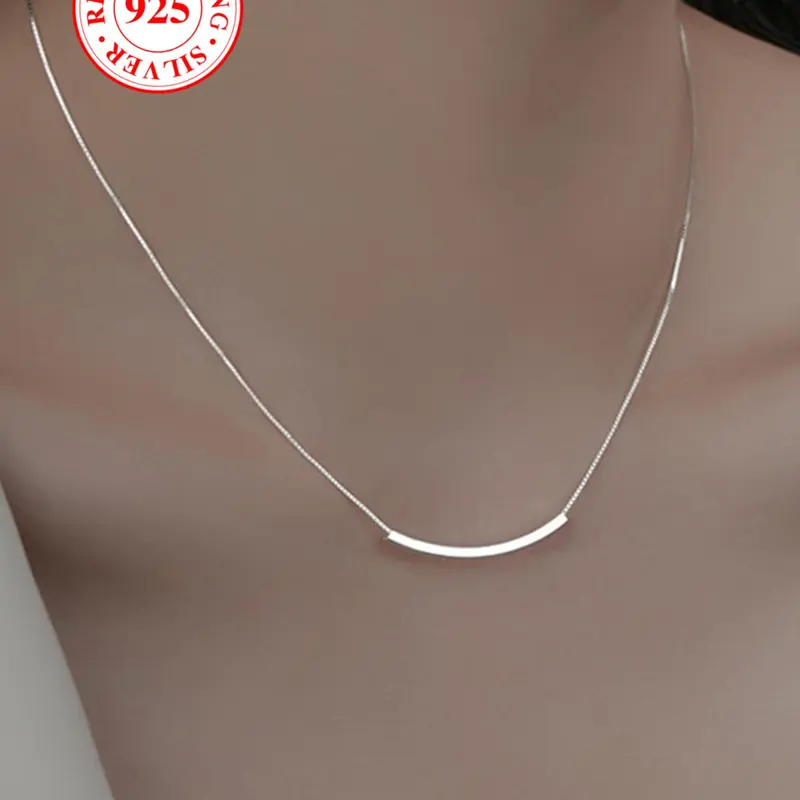 S925 Sterling Silver Women's Elegant Minimalist Chain Necklace, Exquisite Trendy Necklace, Minimalist Pendant Necklace, Dainty Necklace, Daily Wear Necklace, Chic Gorgeous Jewelry As Gift for Girlfriend, Minimalist Necklaces