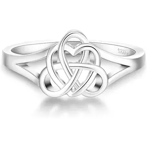 Sanfenly 1pc Vintage Solitaire Engagement Ring - Unisex Heart Infinity Vintage Promise Ring for Women, Heart Infinity Ring