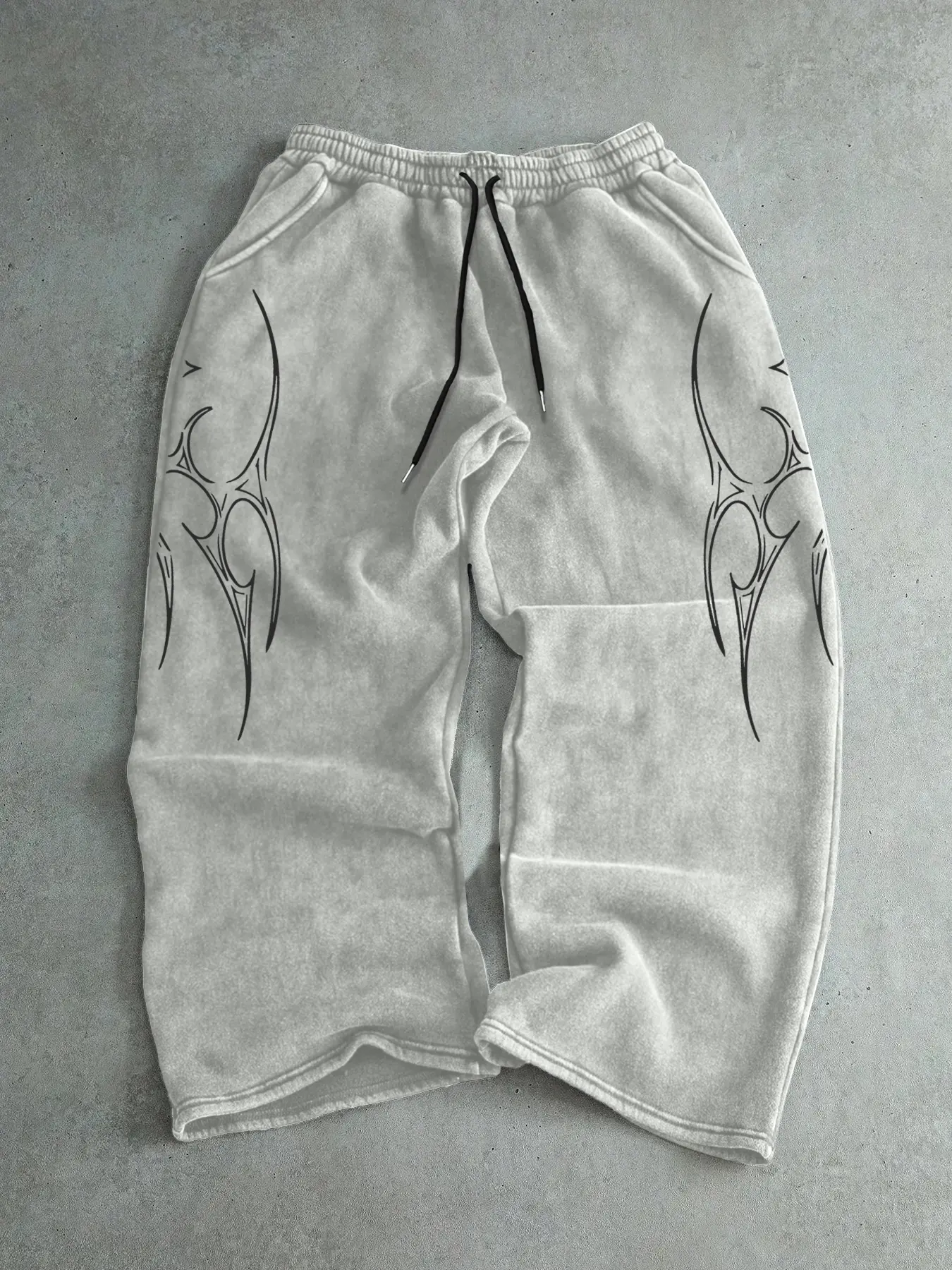 Lightning Graffiti Print Elastic Waist Casual Lounge Sweatpants, Comfortable Retro Street Style Fitted Straight Pants for Fall & Winter, Perfect for Fashion Enthusiasts
