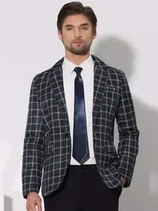 INSPIRE CHIC Plaid Blazers Notch Lapel Checked Pattern Wedding Dinner Sports Coat