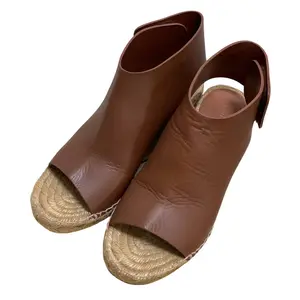 Pre-owned Celine Calfskin Small Leather Goods Espadrille Leather Sandals