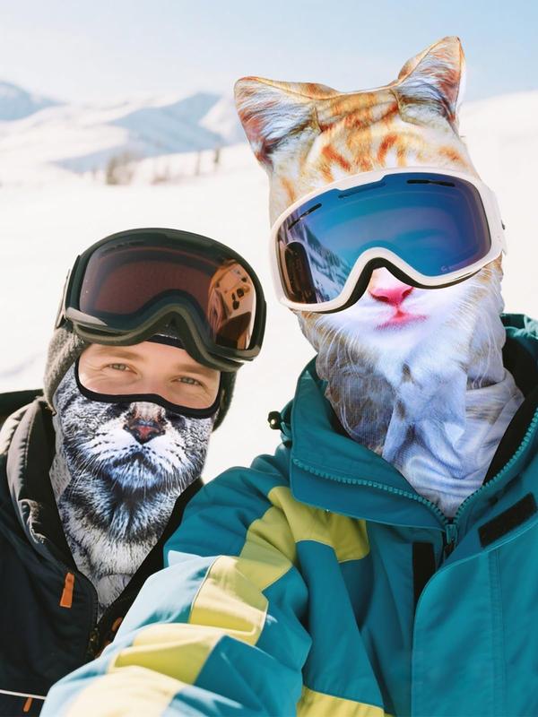 3D Cat Ski Mask Balaclava with Ears - Cat Shiesty Face Cover for Skiing, Music Festivals, Cycling, Halloween Parties