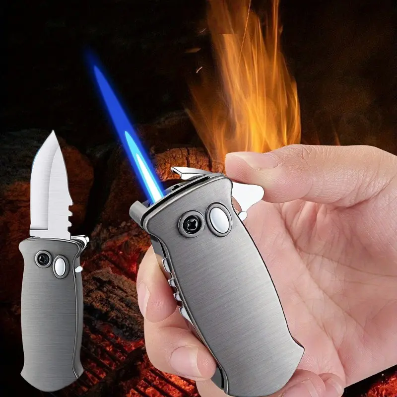 Windproof Torch Lighter with Folding Knife design