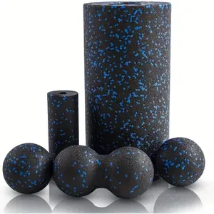 A Set of 5 High-Density Foam Rollers Designed for Muscle Massage, Physical Therapy, Pilates, And Yoga - Includes a Back Roller, Foot Massage Ball, And Peanut Ball, Portable Exercise Accessories.