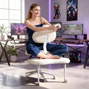 【Deal】Nost & Host Mountain-Shape Ergonomic Cross Legged Chair with Wheels, Meditation Chair, ADHD Chair for Adults, Wider Height Adjustable Backrest and Seat, Yoga Office Chair