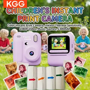 KGG Kids Instant Print Camera for Boys Girls, Mini Digital Camera with 2.4 Inch HD Screen, 1080P Video, Music, Games, Multifunctional Ink-Free Thermal Color Printing Student Cameraal