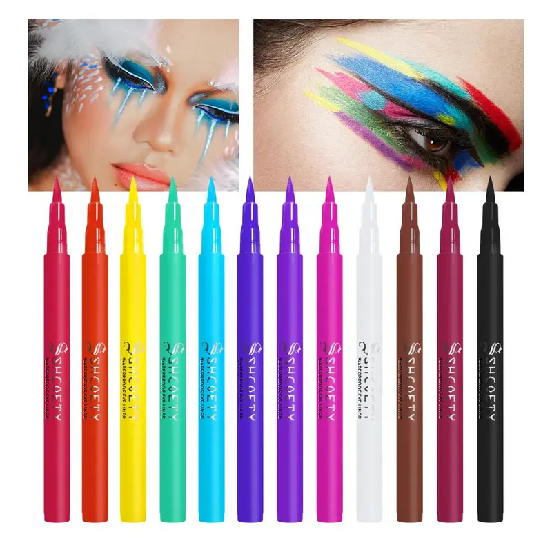 Waterproof Liquid Eyeliner, 12pcs Long Lasting Matte Eyeliner, Quick Drying Eyeliner Pen, Longwear Eye Liner, Professional Daily Makeup Accessories